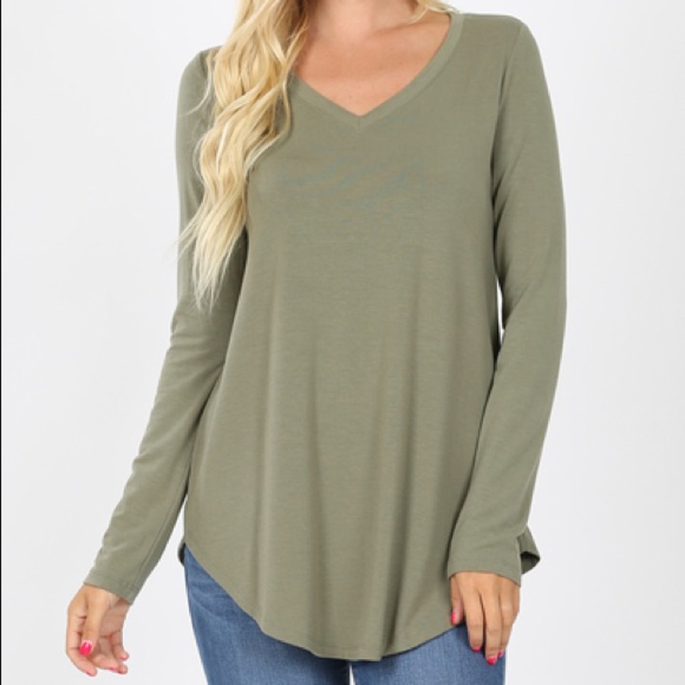 Zenana long sleeve V-neck top